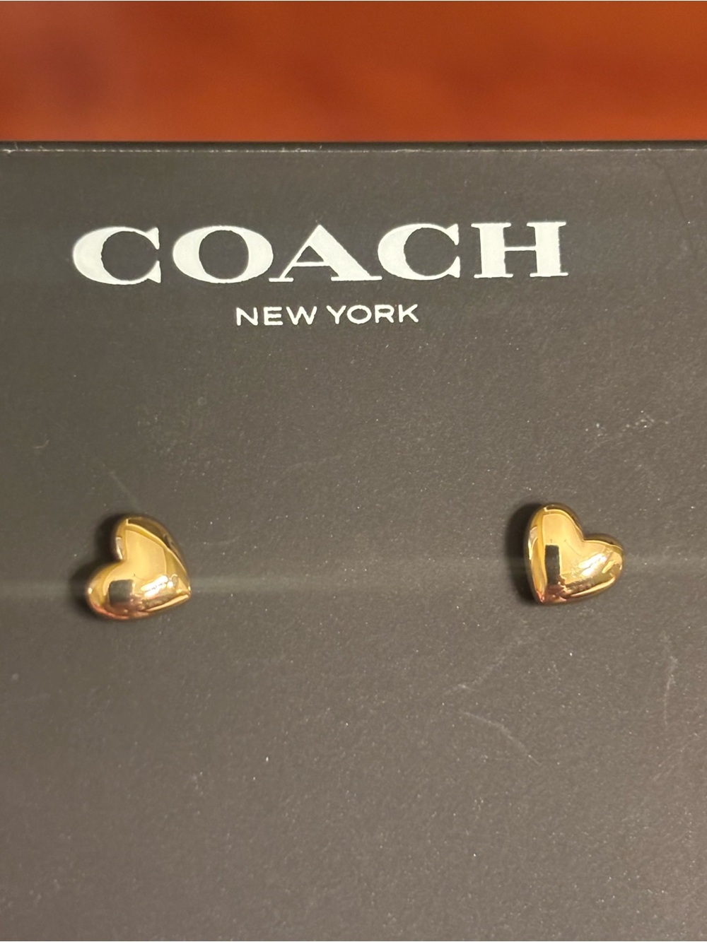 Coach Gold Heart Stud Earrings